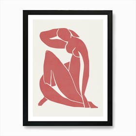 Inspired by Matisse - Woman In Red 01 Art Print