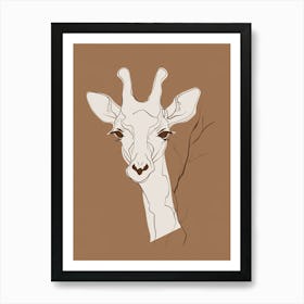 Giraffe - Boho, Line Art 16 Art Print