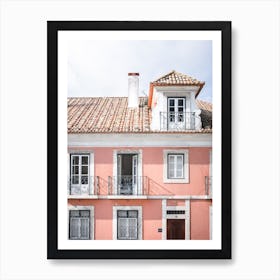 Pink Facade At Alfama Lisbon Art Print