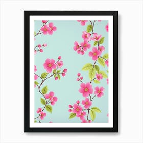 Seamless Pattern With Pink Flowers Art Print