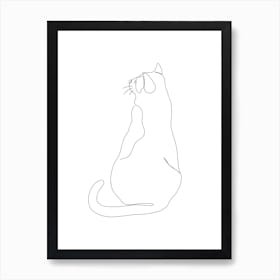 Cat One line drawing 1 Art Print