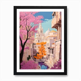 Split Croatia 4 Vintage Pink Travel Illustration Art Print