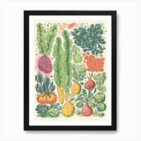 Cute Kawaii Group Of Vegetables 6 Art Print
