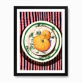 A Plate Of Pumpkins, Autumn Food Illustration Top View 42 Art Print