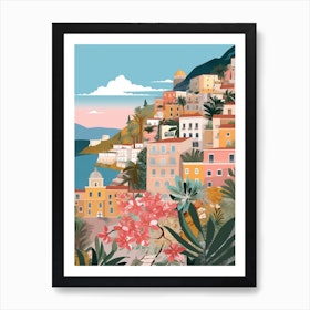Amalfi Coast 3 Italy Illustration Art Print