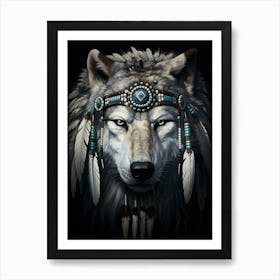 Arctic Wolf Native American 2 Art Print