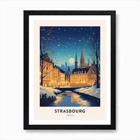 Winter Night  Travel Poster Strasbourg France 2 Art Print