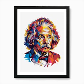 Albert Einstein 2 Portrait WPAP Pop Art Art Print