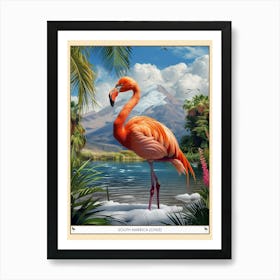 Greater Flamingo South America Chile Tropical Illustration 2 Poster Art Print