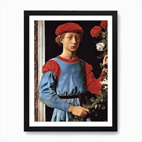 Young Boy With Roses Art Print