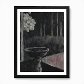 Dark Gothic Birdbath Art Print