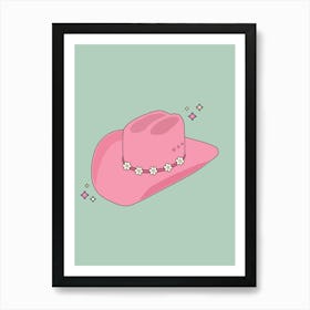 Pink And Green Cowboy Hat Art Print