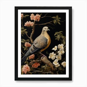 Dark And Moody Botanical Dove 3 Art Print