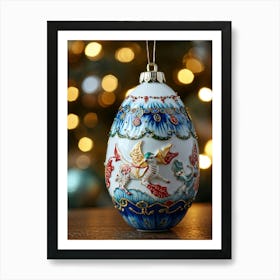 A Hyper Realistic Handcrafted Porcelain Creature Embellishing A Christmas Ornament Vibrant Hues Da Art Print