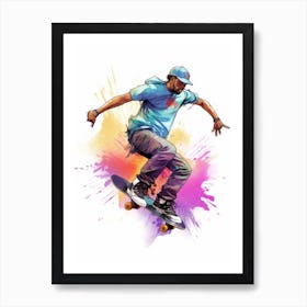 Skateboarding In Dubai, United Arab Emirates Gradient Illustration 2 Art Print