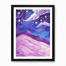 Purple Sky With Stars Art Print