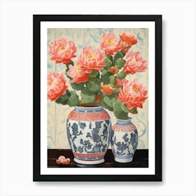 Cactus Painting Maximalist Still Life Austrocylindropuntia Subulata Art Print