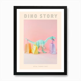 Pastel Toy Dinosaur With Shopping Bags 3 Poster Art Print