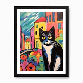 Painting Of A Cat In Padua Italy Art Print