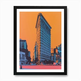 Flatiron Building New York Colourful Silkscreen Illustration 2 Art Print