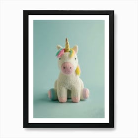 Pastel Knitted Unicorn 1 Art Print