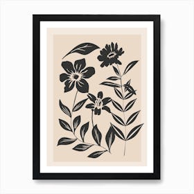 Abstract Flowers With Leaves 2 Art Print