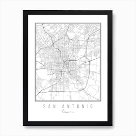 San Antonio Texas Street Map Art Print