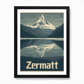 Aihrgdesign A Mid Century Modern Travel Poster For Zermatt 1 Art Print