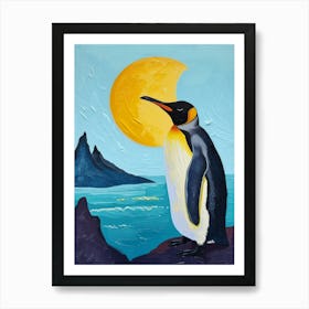 King Penguin Half Moon Island Colour Block Painting 1 Art Print