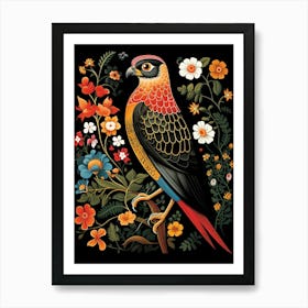 Folk Bird Illustration Eurasian Sparrowhawk 3 Art Print
