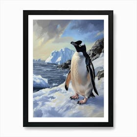 Adlie Penguin Zavodovski Island Oil Painting 2 Art Print