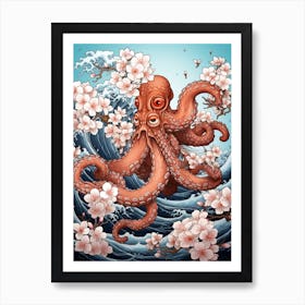 Day Octopus Japanese Style Illustration 1 Art Print