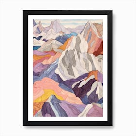 Mount Logan Canada 1 Colourful Mountain Illustration Art Print