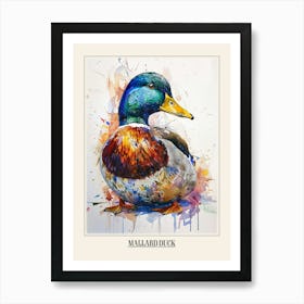 Mallard Duck Colourful Watercolour 3 Poster Art Print