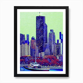 Seattle, City Us  Pointillism Art Print