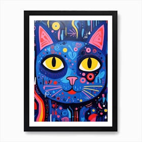 Blue Cat 10 Art Print