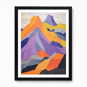 Mount Mansfield 2 Colourful Mountain Illustration Art Print