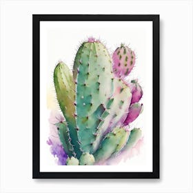 Prickly Pear Cactus Pastel Watercolour Art Print