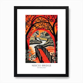 Nescio Bridge, Netherlands, Travel Poster Art Print