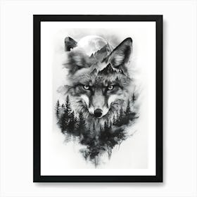 Wolf In The Forest 8 Art Print