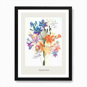 Agapanthus Collage Flower Bouquet Poster Art Print