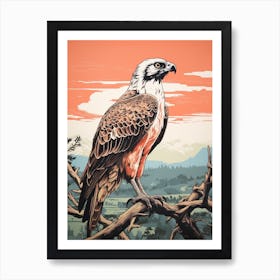 Vintage Bird Linocut Osprey 3 Art Print