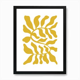 Golden Leaves Boho Art Deco Drawing Illustration Póster