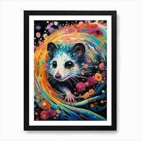  A Climbing Possum Vibrant Paint Splash 3 Art Print