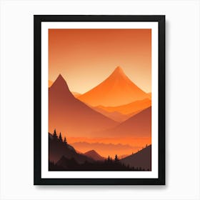 Misty Mountains Vertical Composition In Orange Tone 129 Art Print