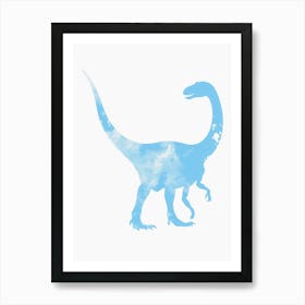 Pastel Blue Dinosaur Silhouette 1 Art Print