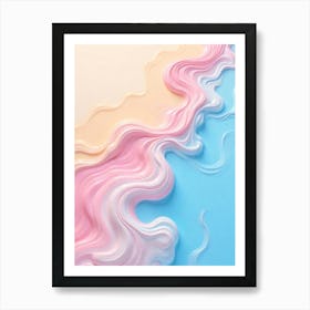 Pink, Blue, And Yellow Wavy Texture Art Print