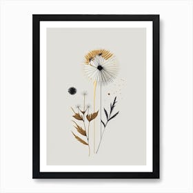 Dandelion Spices And Herbs Retro Minimal 3 Art Print