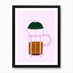 French Press Coffee Pink Art Print