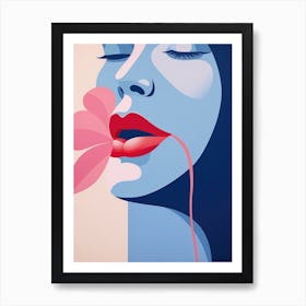 Woman With Pink Lips Art Print